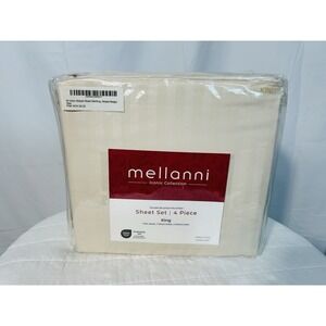 King Size Mellanni Iconic 4-Piece Microfiber‎ Sheet Set (Striped Beige)